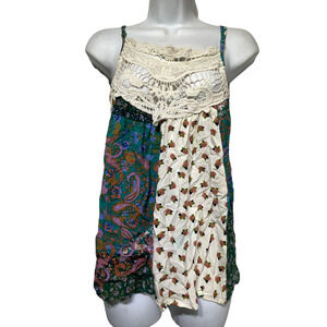 entro crochet neck sleeveless patchwork tunic top Size L